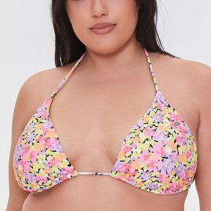 Floral Triangle String Bikini Top NWT